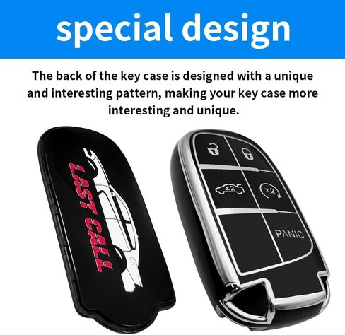 Creative Logo Key Fob Cover Case, Compatible with Challenger Charger, Soft TPU, Full Protection Key Fob Protector Shell (Last Call-Black, Charger) in Saudi Arabia