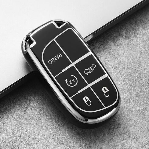 Creative Logo Key Fob Cover Case, Compatible with Challenger Charger, Soft TPU, Full Protection Key Fob Protector Shell (Last Call-Black, Charger) in Saudi Arabia
