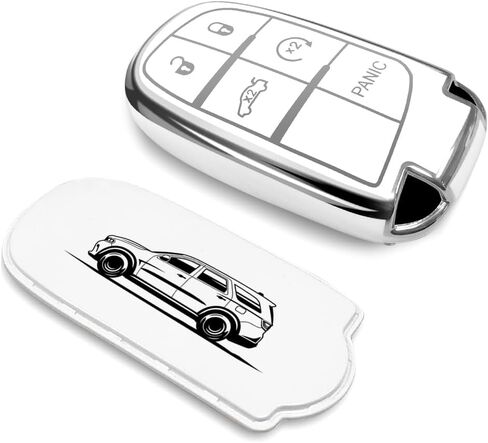 Creative Logo Key Fob Cover Case, Compatible with Challenger Charger, Soft TPU, Full Protection Key Fob Protector Shell (Last Call-Black, Charger) in Saudi Arabia