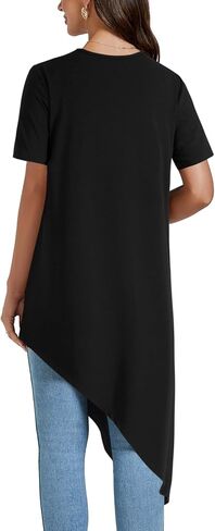 Lyaner Women's Tunic Tunic Tops قصيرة الأكمام القصيرة تنحنح قمصان بلوزة أرجوحة فضفاضة in Saudi Arabia