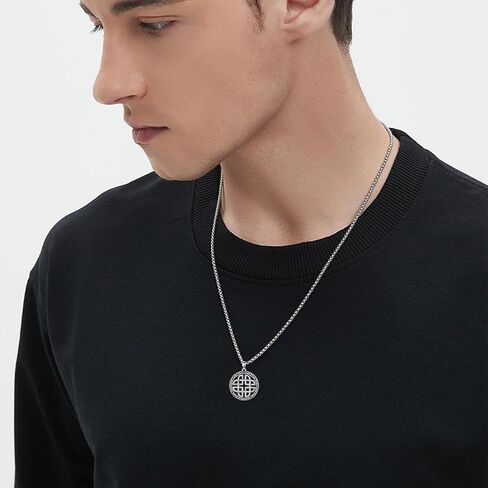 Celtic Necklace for men Sterling Silver Celtic Knot Triquetra Triangle Trinity Necklace Gift for Men in Kuwait