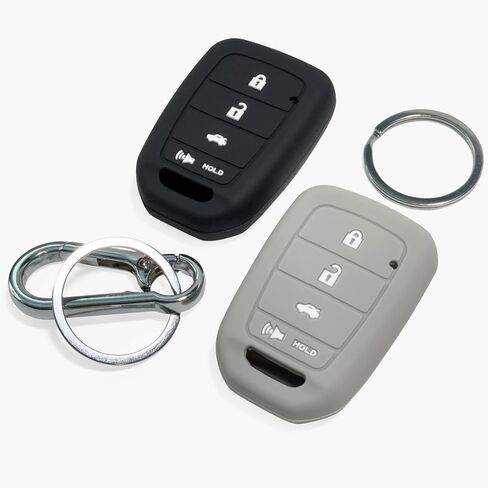 2pcs انقر وتناسب مفتاح السيليكون مفتاح FOB متوافق مع Honda CR-V 2013-2019 ، Civic 2013-2018 ، Accord 2013-2017 ، Fit/Jazz 2017-2020 ، Crosstour-Car Key Shell Rubber Protector 4-Buttons ، Black+Red in Kuwait