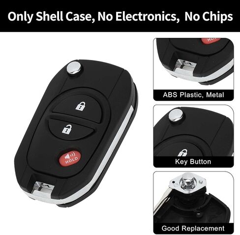 X AutoHaux Key Shell Case بدون مفتاح إدخال مفتاح Remote مفتاح FOB لـ Toyota Tundra 2010-2017 لـ Toyota Tacoma 2010-2016 3 Buttons GQ43VT20T in Saudi Arabia