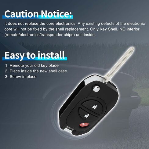 X AutoHaux Key Shell Case بدون مفتاح إدخال مفتاح Remote مفتاح FOB لـ Toyota Tundra 2010-2017 لـ Toyota Tacoma 2010-2016 3 Buttons GQ43VT20T in Saudi Arabia