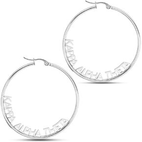 Sorority Shop Kappa Alpha Theta- Hoop Silver-Plated Dainty Earrings for Women -Kappa Alpha Theta Jewelry with Ideal 2" Diameter Hoops - Delta Zeta Gifts in Saudi Arabia