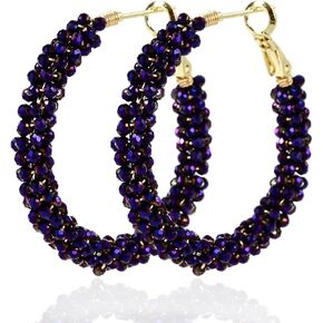 أقراط دائرة بوهيميا دائرة بوهيميا المصنوعة يدويًا ، ألوان ملونة ، حبات زجاجية ملونة بالخرز ، حزب الزفاف ، هدية المجوهرات in Kuwait