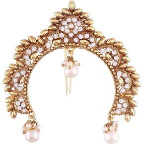 Aheli Indian Traditional Ethnic Wedding Wear Hair Brooch Pin Antique Gold Tone Styling Fashion Accessories Jewelry for Women in Kuwait