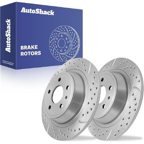 AutoShack Pair of 2 Rear Drilled and Slotted Brake Rotors Silver Driver and Passenger Side Replacement for 2013-2020 Ford Fusion 2017-2019 Escape 2013-2016 Lincoln MKZ 2015-2019 MKC FWD PR781015DSZPR in Saudi Arabia