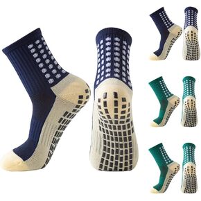 Non Slip Socks 4 Pairs Anti Slip Football Socks Men's Athletic Anklets with Grips for Yoga Basketball Sports in Saudi Arabia