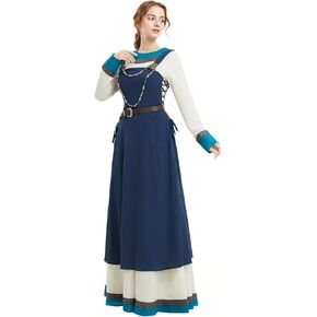 Miccostumes Women's Viking Dress Costeming Cosplay Costume مجموعة ساحة خفية مع حزام in Saudi Arabia