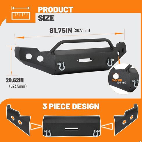 KUAFU Front Bumper Compatible with 2011-2014 Chevy Silverado 2500HD 3500HD 3 Piece (2 Packages) in Saudi Arabia