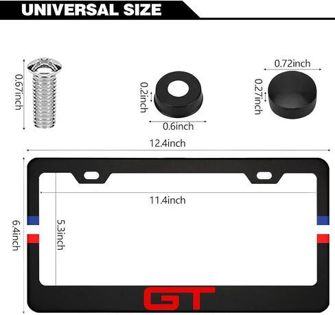 2PCS Matte Black License Plate Frames Compatible with Ford Raptor R,Solid Metal License Plate Holder, 2 Holes and Screws Fits Standard Vehicles 12.2 X 6 in in Saudi Arabia
