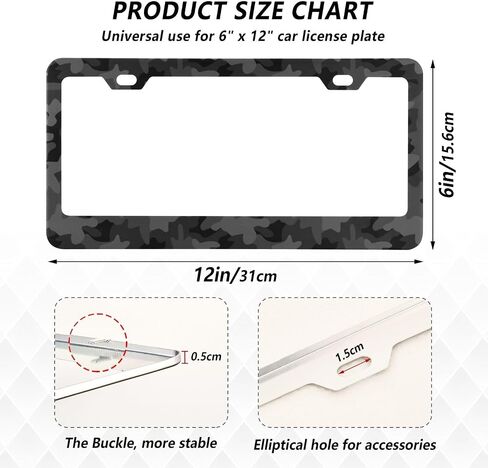 Kigai Black and White Polka Dot Plate Frame - 2 Pack Universal Felet Steel Lucky Frame مع مسامير متضمنة (فتحتين) in Kuwait