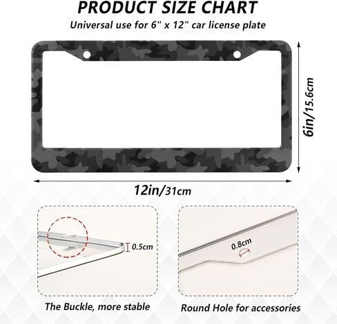 Kigai Black and White Polka Dot Plate Frame - 2 Pack Universal Felet Steel Lucky Frame مع مسامير متضمنة (فتحتين) in Kuwait