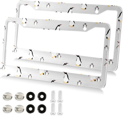 Kigai Black and White Polka Dot Plate Frame - 2 Pack Universal Felet Steel Lucky Frame مع مسامير متضمنة (فتحتين) in Kuwait