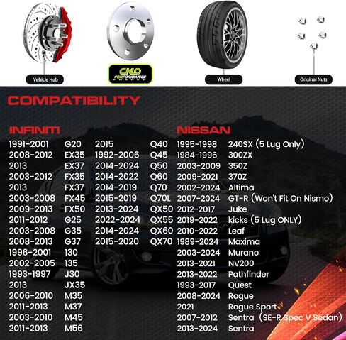CustomAdeonly 5x114.3 فواصل العجلات لـ 370Z 350Z 240SX 300ZX GTR MURANO MAXIMA SENTRA (2PCS 10MM) in Kuwait