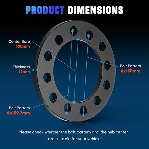 6mm 6x5.5 6x135 108mm Wheel Spacers Adapter for Silverado 1500/Sierra 1500/Escalade 99-22, Suburban 1500 00-22, Expedition/Navigator 03-22, F150 04-22, 4-Runner 96-22, Tacoma 01-22, Tahoe 95-22 in Saudi Arabia
