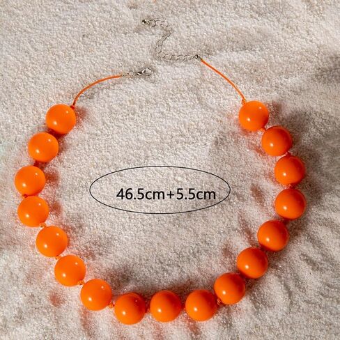 Bohemian Colorful Acrylic Round Beaded Choker Necklaces Handmade Adjustable Resin Beads Clavicle Rope Necklace for Women Men Ethnic Costume Party Vacation Jewelry Gifts in Saudi Arabia
