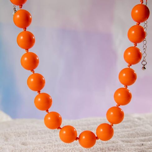 Bohemian Colorful Acrylic Round Beaded Choker Necklaces Handmade Adjustable Resin Beads Clavicle Rope Necklace for Women Men Ethnic Costume Party Vacation Jewelry Gifts in Saudi Arabia