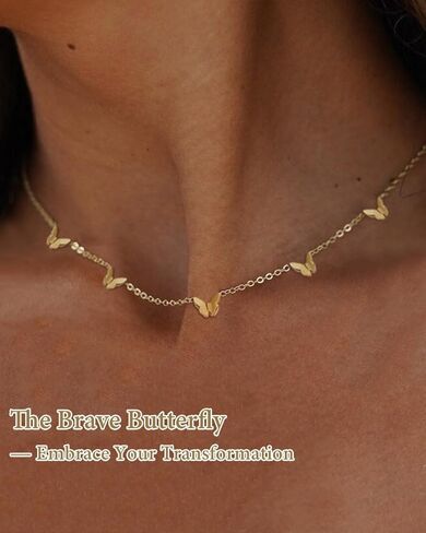 Heart Gold Necklace for Women 18K Gold Plated Stainless Steel Dainty Butterfly Choker Necklace Non Tarnish Meaningful Jewelry for Her Sister Best Friend or Yourself in Kuwait