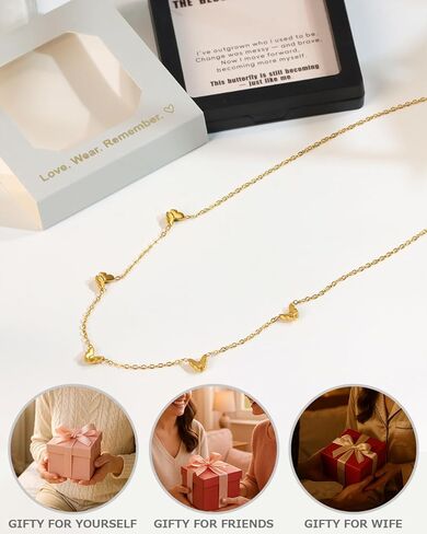 Heart Gold Necklace for Women 18K Gold Plated Stainless Steel Dainty Butterfly Choker Necklace Non Tarnish Meaningful Jewelry for Her Sister Best Friend or Yourself in Kuwait
