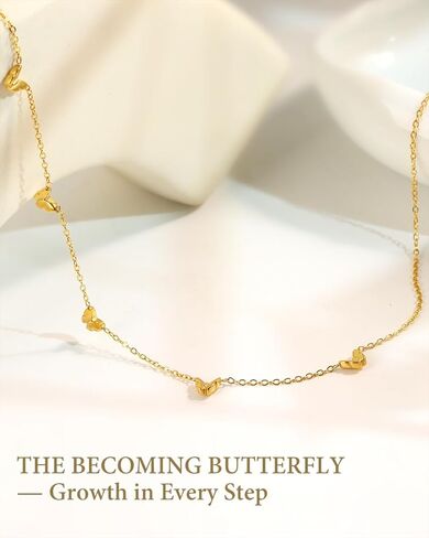 Heart Gold Necklace for Women 18K Gold Plated Stainless Steel Dainty Butterfly Choker Necklace Non Tarnish Meaningful Jewelry for Her Sister Best Friend or Yourself in Kuwait