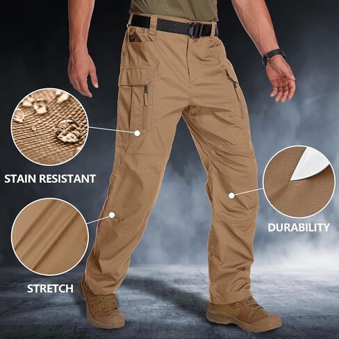 Jessie Kidden Men's Flex Stretch Tactical Pants, Water Resistant Ripstop Cargo Pants Lightweight BDU Outdoor Work Hiking in Kuwait