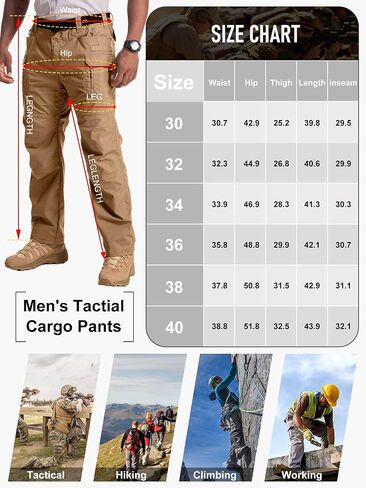 Jessie Kidden Men's Flex Stretch Tactical Pants, Water Resistant Ripstop Cargo Pants Lightweight BDU Outdoor Work Hiking in Kuwait