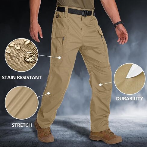 Jessie Kidden Men's Flex Stretch Tactical Pants, Water Resistant Ripstop Cargo Pants Lightweight BDU Outdoor Work Hiking in Kuwait