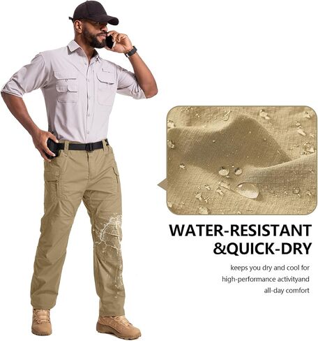 Jessie Kidden Men's Flex Stretch Tactical Pants, Water Resistant Ripstop Cargo Pants Lightweight BDU Outdoor Work Hiking in Kuwait