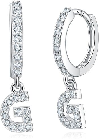 الأقراط الأولية للنساء ، 925 من الفضة الجنيه الفضية المطلي بالسكركونيا الصغيرة الزركونيا هووجي أقراط ، أقراط التدوير الناقصات ، هدايا مجوهرات مخصصة لعيد ميلاد عيد الميلاد in Kuwait