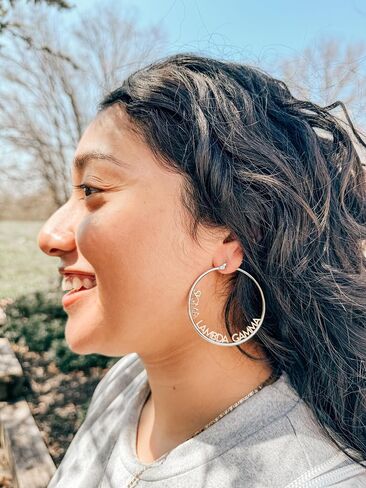 Sorority Shop Kappa Alpha Theta- Hoop Silver-Plated Dainty Earrings for Women -Kappa Alpha Theta Jewelry with Ideal 2" Diameter Hoops - Delta Zeta Gifts in Saudi Arabia
