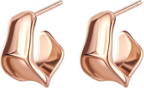 Chunky Gold Hoop Earrings for Women, 14K Gold/Silver Plated Statement Geometric Drop Dangle Earrings Trendy Knot Stud Hypoallergenic Fashionable Gift for Women in Kuwait