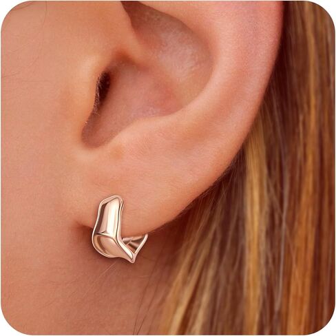 Chunky Gold Hoop Earrings for Women, 14K Gold/Silver Plated Statement Geometric Drop Dangle Earrings Trendy Knot Stud Hypoallergenic Fashionable Gift for Women in Kuwait