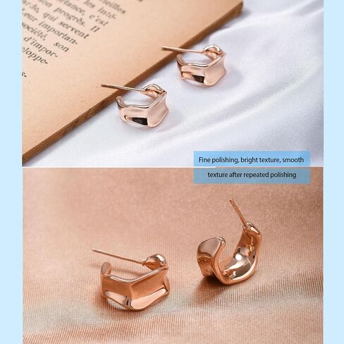 Chunky Gold Hoop Earrings for Women, 14K Gold/Silver Plated Statement Geometric Drop Dangle Earrings Trendy Knot Stud Hypoallergenic Fashionable Gift for Women in Kuwait