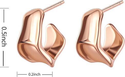 Chunky Gold Hoop Earrings for Women, 14K Gold/Silver Plated Statement Geometric Drop Dangle Earrings Trendy Knot Stud Hypoallergenic Fashionable Gift for Women in Kuwait
