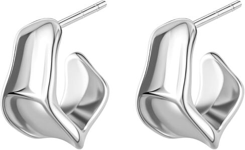 Chunky Gold Hoop Earrings for Women, 14K Gold/Silver Plated Statement Geometric Drop Dangle Earrings Trendy Knot Stud Hypoallergenic Fashionable Gift for Women in Kuwait
