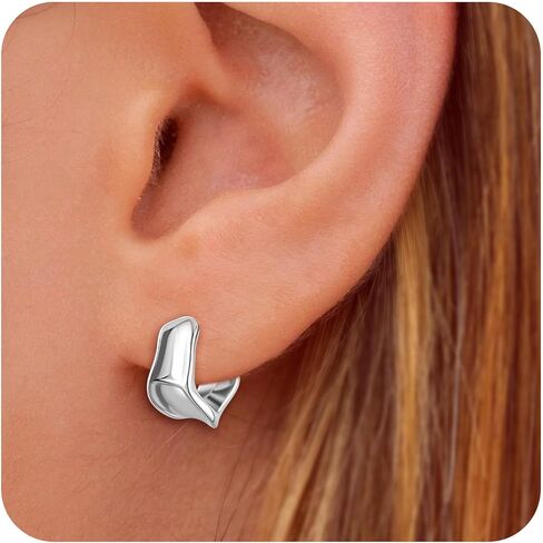 Chunky Gold Hoop Earrings for Women, 14K Gold/Silver Plated Statement Geometric Drop Dangle Earrings Trendy Knot Stud Hypoallergenic Fashionable Gift for Women in Kuwait