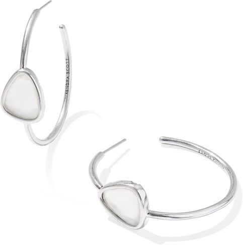 Kendra Scott Womens Margot Hoop أقراط عتيقة الفضة العاجية والدة اللؤلؤ in Saudi Arabia