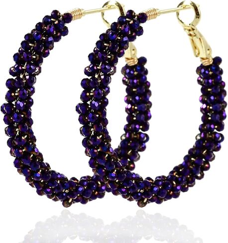 أقراط دائرة بوهيميا دائرة بوهيميا المصنوعة يدويًا ، ألوان ملونة ، حبات زجاجية ملونة بالخرز ، حزب الزفاف ، هدية المجوهرات in Kuwait