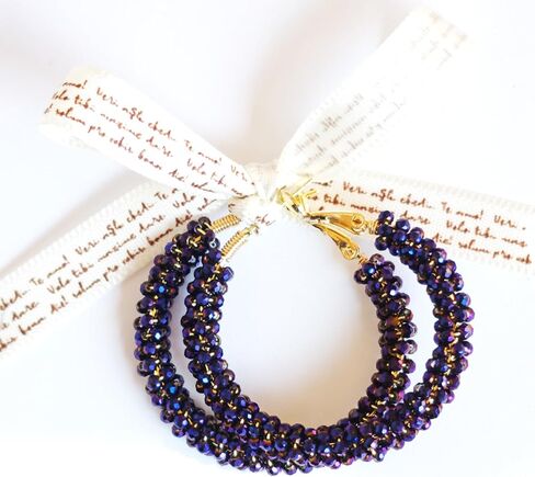 أقراط دائرة بوهيميا دائرة بوهيميا المصنوعة يدويًا ، ألوان ملونة ، حبات زجاجية ملونة بالخرز ، حزب الزفاف ، هدية المجوهرات in Kuwait