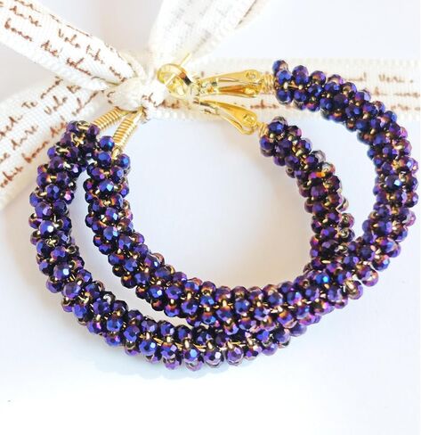 أقراط دائرة بوهيميا دائرة بوهيميا المصنوعة يدويًا ، ألوان ملونة ، حبات زجاجية ملونة بالخرز ، حزب الزفاف ، هدية المجوهرات in Kuwait