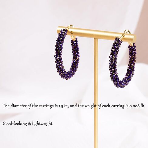 أقراط دائرة بوهيميا دائرة بوهيميا المصنوعة يدويًا ، ألوان ملونة ، حبات زجاجية ملونة بالخرز ، حزب الزفاف ، هدية المجوهرات in Kuwait