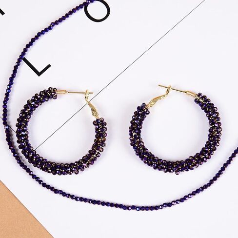 أقراط دائرة بوهيميا دائرة بوهيميا المصنوعة يدويًا ، ألوان ملونة ، حبات زجاجية ملونة بالخرز ، حزب الزفاف ، هدية المجوهرات in Kuwait