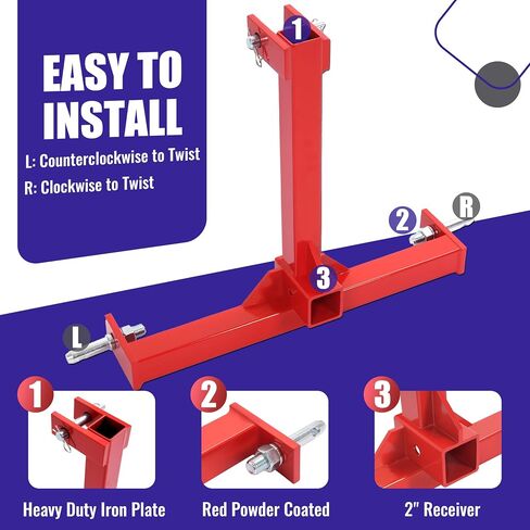 HECASA 3 Point 2 inch Trailer Hitch Receiver Drawbar for Category 1 Tractors in Saudi Arabia
