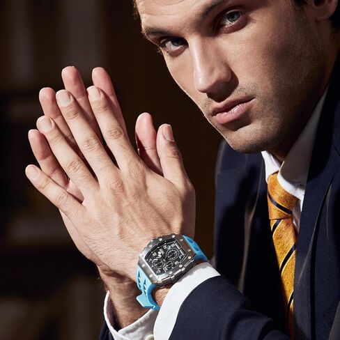 Watch for Men, 50M Waterproof Mens Watches, Luxury Tonneau Watch with Silicone Watch Bands, Japanese Quartz Movement Chronograph, Gifts for Men in Kuwait