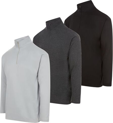 Daresay Men's Dri-Fit Quarity Zip Long Sleeve Moisture Wicking Pullover ، Teatic Quick Dry Tees 3-Pack (حتى 3XL) in Kuwait