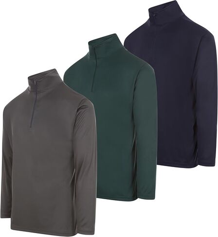 Daresay Men's Dri-Fit Quarity Zip Long Sleeve Moisture Wicking Pullover ، Teatic Quick Dry Tees 3-Pack (حتى 3XL) in Kuwait