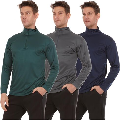 Daresay Men's Dri-Fit Quarity Zip Long Sleeve Moisture Wicking Pullover ، Teatic Quick Dry Tees 3-Pack (حتى 3XL) in Kuwait
