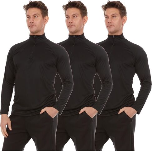 Daresay Men's Dri-Fit Quarity Zip Long Sleeve Moisture Wicking Pullover ، Teatic Quick Dry Tees 3-Pack (حتى 3XL) in Kuwait